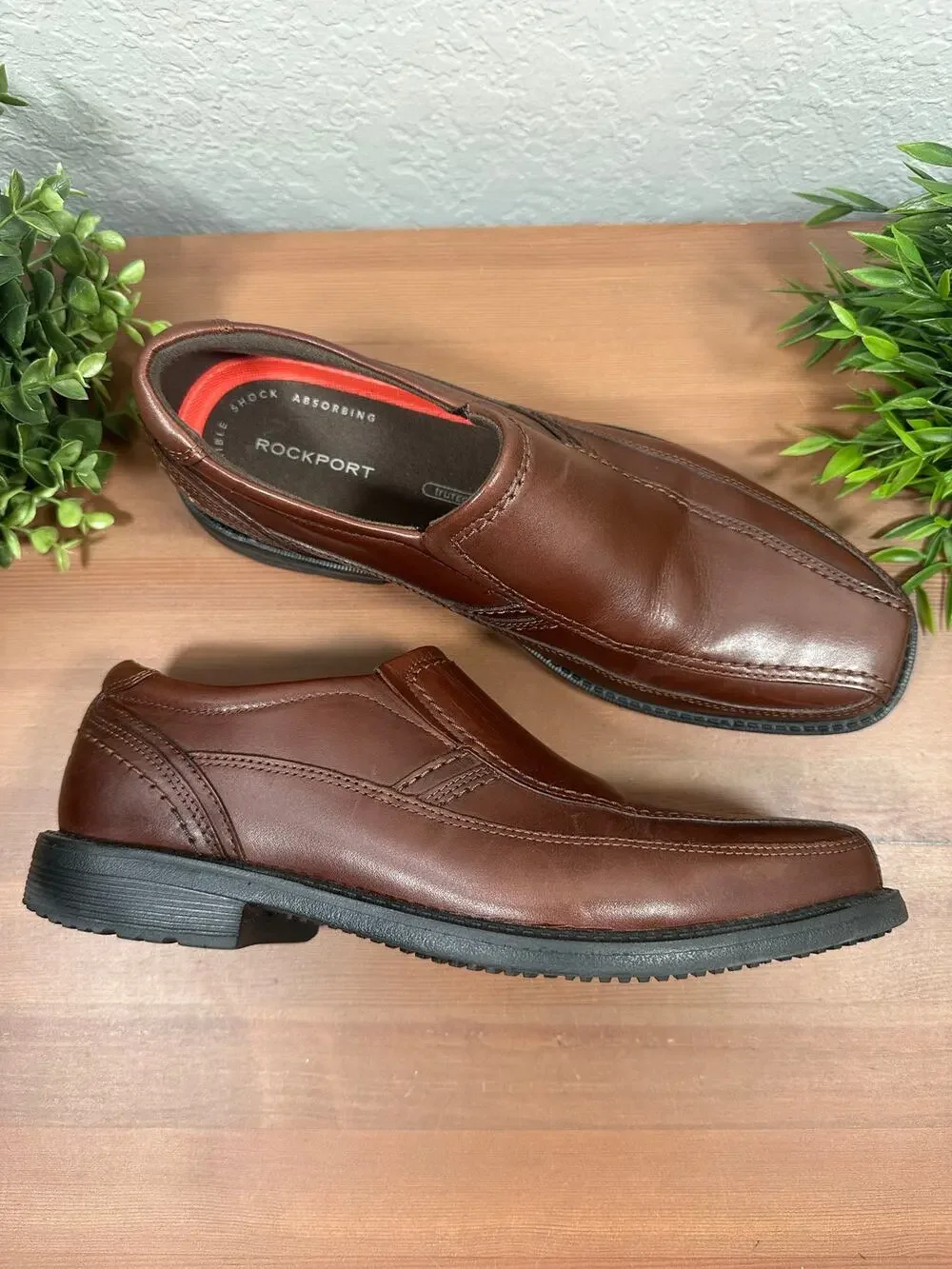Rockport Men's Style Leader 2 Bike Slip On Brown Leather Shoes Size 8